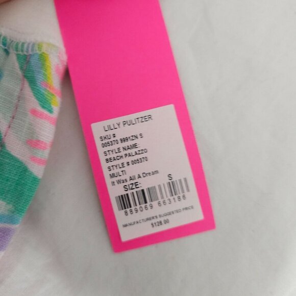 Lilly Pulitzer S Beach Palazzo Pants Tropical Floral Print Multi-Color Cotton - Picture 3 of 6
